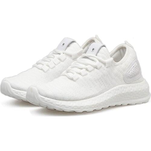 RASMEUP Plus Size 43 Women Men Lightweight Sneakers 2019 Summer Knit Breathable Womens Trainers Soft Couple Walking Shoes white