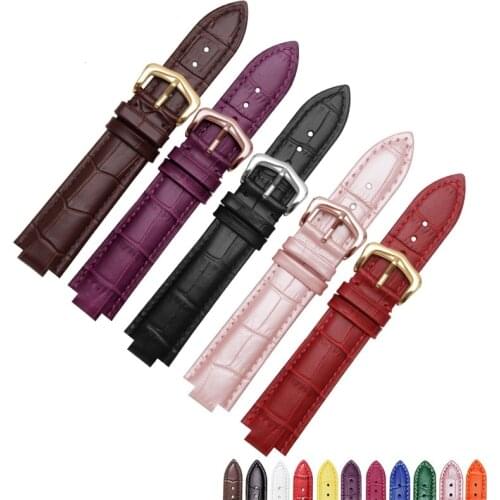 Genuine leather Watch band 14*8mm 16*9mm Black Red Ladys Watch Chain Replacement Strap For Cartier