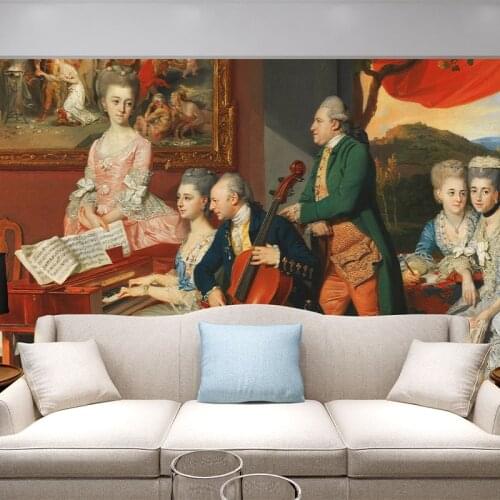 Palace luxury character oil painting wall custom mural ancient study room living room bedroom TV background decorative painting