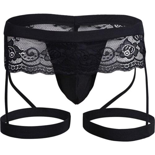 S-XL Plus Size Sexy Lingerie Mens Lace Sexy Underwear Hollow G-String Thongs Male Gay Sissy Panties Breathable Sex Briefs Porn