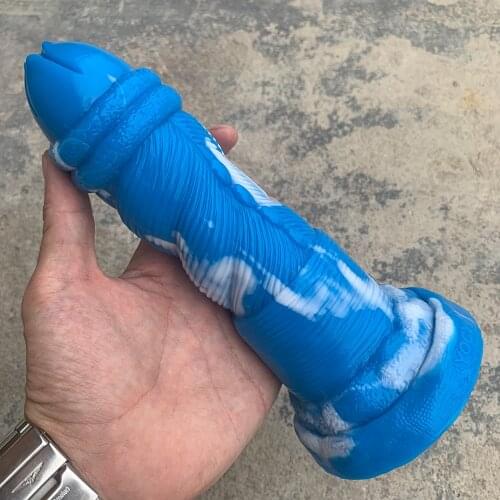 Blue Huge Beast Dildo Animal Fantasy Anal Plug Butt Masturbation Silicone Sex Toys For Women G-Spot Vaginal Massager Long 20.5cm