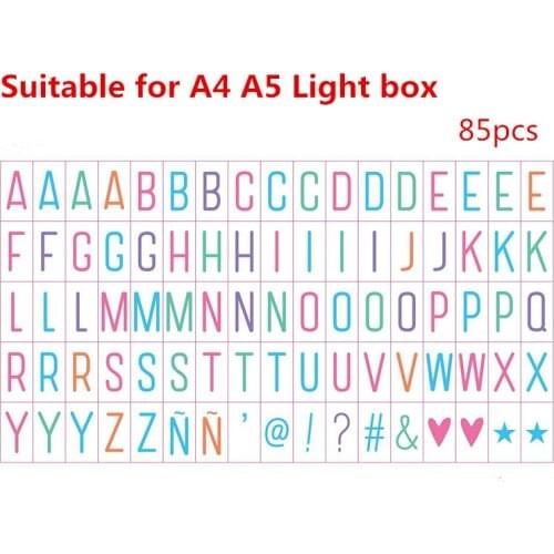 LED Night Lamp Cinema Lightbox 85PCS Colorful Letters Signs Symbols & Glyphs Cards for A4 A5 Size Birthday Christmas Party Decor