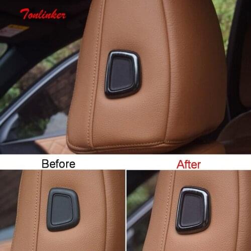 Tonlinker 2 PCS Headrest adjustment button Cover sticker for CITROEN DEESSE DS7 2018 Car Styling Stainless steel Cover Stickers