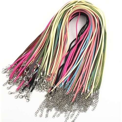 Suede Cord 3mm 100pcs/lot Mix Color Korean Velvet Cord Necklace Rope17-18inch Adjustable with Lobster Clasp DIY Jewelry Findings