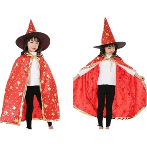 Children Halloween Costumes Hat Wizard Witch Cloak Cape Robe With Pointy Hat Girls Boys Cosplay Props For Halloween Party #20