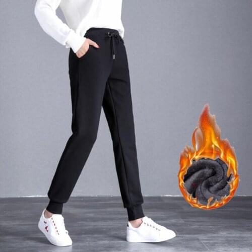 Rihschpiece Winter Warm Thick Harem Pants Women High Waist Sweatpants Autumn Punk Casual Pocket Joggers Slim Trousers RZF1731