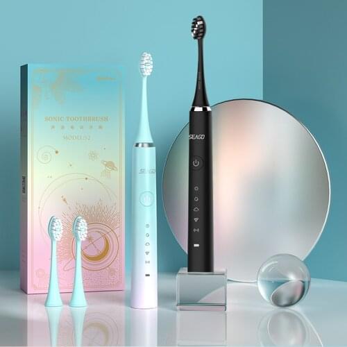 Seago Ultrasonic Electric Toothbrush Sonic Travel Tooth brush USB Rechargeable Waterproof Automatic 5 Modes 3 Brush Heads Gift