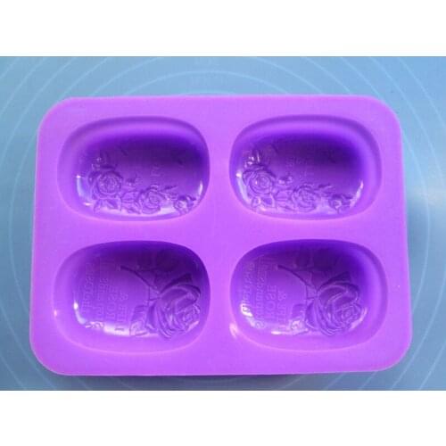 1pcs Four-Holes Roses Silicone Handmade Soap/Cake Mold Crafts DIY Mold
