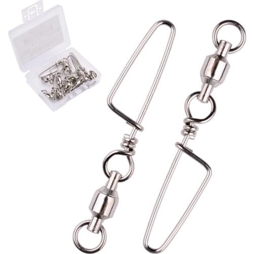 10 pcs / Box Fishing Swivels Connector Snap 0#-6# Ball Bearing Rolling Swivel For Fishhook Lure Carp Fishing Accessories