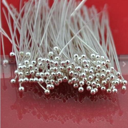 200PCS Silver Plated Brass Ball End Head Pin 40mm - Wholesale DIY Accessory Jewelry Making