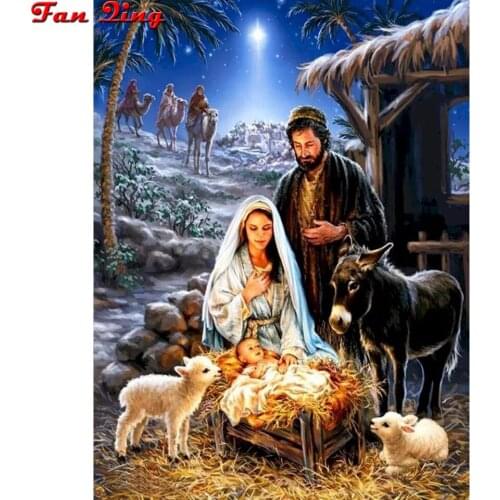 5D Diy Diamond Painting The Birth Of Jesus Full Square/Round Rhinestone Embroidery Animal Horse And Lamb Home Decor Mosaic Gift