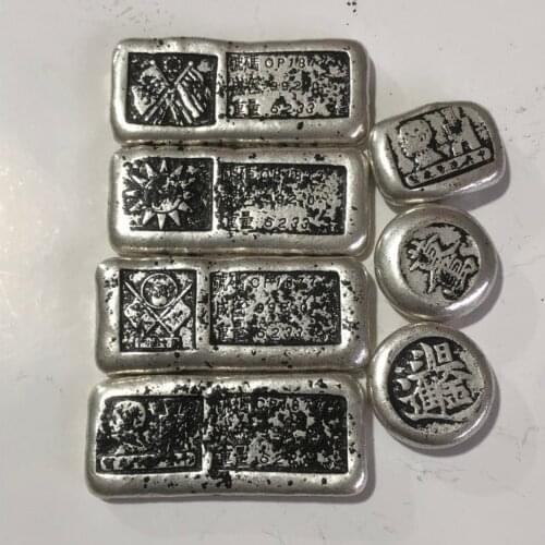 Exquisite antique copper plated silver silver bars silver beans silver ingots 7pcs set