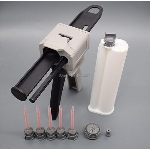 75ml 10:1 AB Glue Gun Dispenser Glue Adhensive Caulking Gun with 10:1 Static Mixing Nozzle 75ml 10:1 Empty Dual-Barrel Cartridge