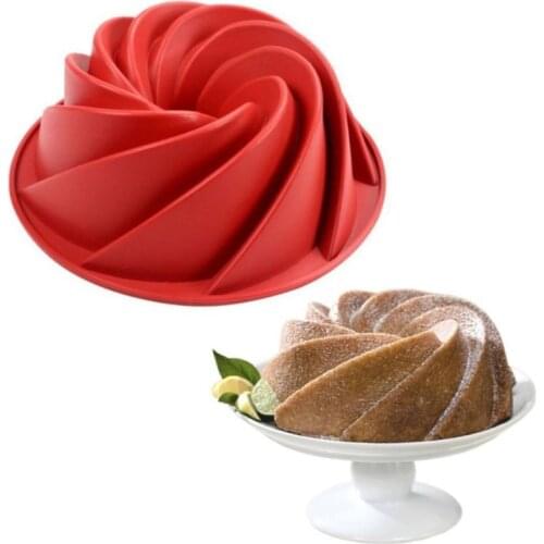 9inch Cake Mold 3D Bread Decorating Tools Silicone Molds Spiral Flower Shape Fondant Baking Tools For Cakes Food Grade Silicone