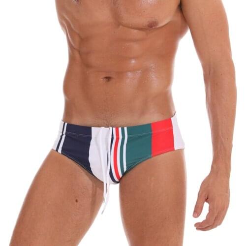 A314 Escatch Sexy Stripe Swimwear Men Swimsuits Sunga Briefs Shorts Low Waist Mens Swimming Trunks Beach Surfing Shorts