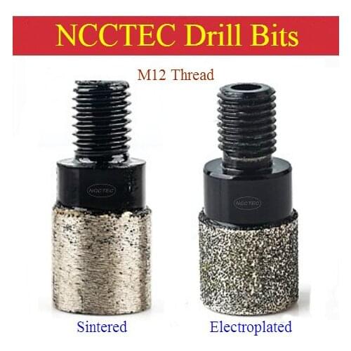 [M12 thread] 0.8'' inch Sintered or Electroplated Diamond Wet core drill bits | 20mm hole saw cutter 20mm Diamonds height
