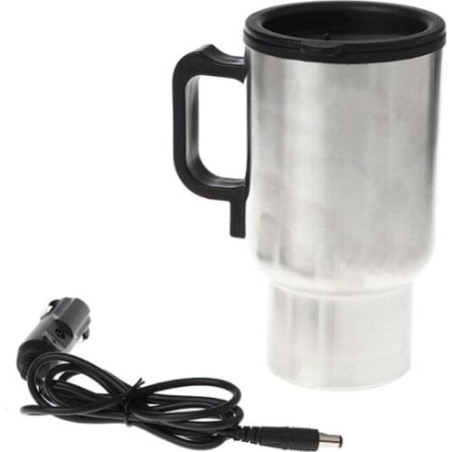 12V Car Heating Cup Stainless Steel Travel Electric Kettle Insulated Heated Thermos Mug
