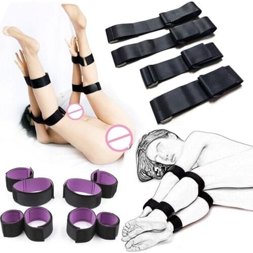 BDSM Bondage Handcuff Ankle Strap Arm Leg Open Strap Locking Arm To Thigh Cuff Binding Kit Slave Adult Game Couple Flirt Sex Toy