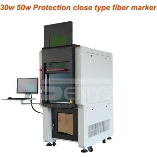 Safety Enclosed 20W 30W 50W Raycus Fiber Laser Engraving and Cutting Machine 50W Fiber Laser for Jewelry Metal