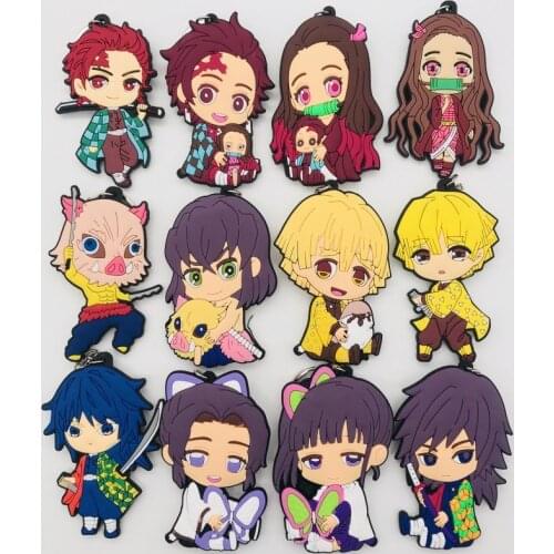 Anime keychain Demon Slayer key chain Kimetsu no Yaiba PVC key ring Kamado Nezuko Kamado-Tanjirou Agatsuma Zenitsu llavero Gift