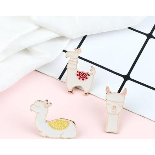 Llama Pins Lama Glama Alpaca Cute Kawaii Animal Brooches Enamel Lapel Pin For Women Girl Badges Kids Decoration Cartoon Jewelry