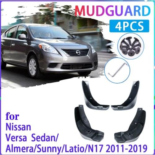 Car Mud Flaps for Nissan Versa Sedan Latio Sunny Almera N17 2011~2019 Mudguard Splash Guards Fender Mudflaps Auto Accessories