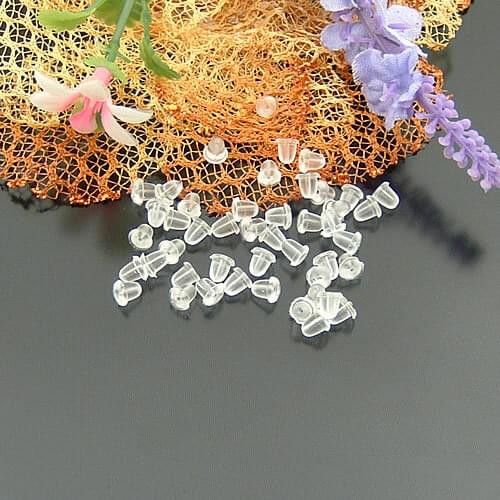 C322)50g,about 1500 pieces 4x3mm White Rubber Bullet Earring Back Earrings Stopper Jewelry Findings Accessories