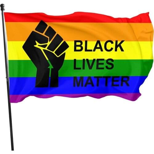 Black Lives Matter Flag Rainbow Pride LGBT 3x5 Ft Large Vivid Color Double Stitched Brass Grommets Indoor Outdoor Decoration