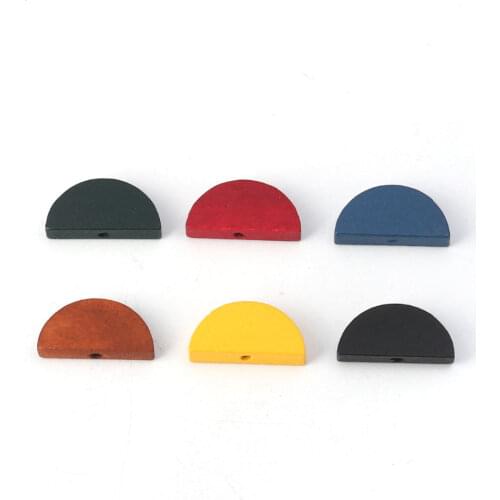 Doreen Box Wood Spacer Beads Half Round Candy Color DIY Fashion Jewelry 20mm( 6/8") x 10mm( 3/8"), Hole: Approx 1.9mm, 30 PCs