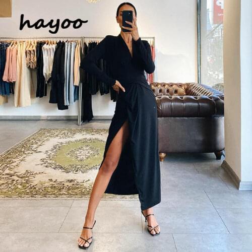 American style V-neck elegant skirt womens 2021 autumn fashion shoulder pad long split skirt womens outdoor party dress