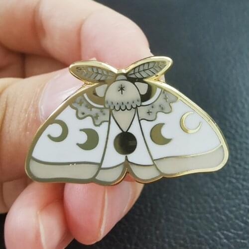 Celestial Moth Enamel Pin moon phase Brooch butterfly art Badge panga wicca Jewelry