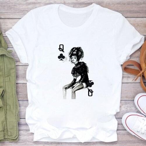 T shirts Women 90s Clothing Casual Ladies Cards Q Printing Fashion Fun Graphic Tshirt Top Lady Short sleeve Female Tee T-Shirt