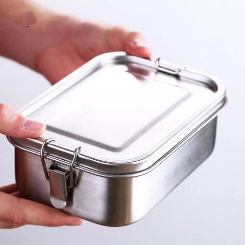 Hot Sale 800/1200/1400ml Lunch Box 304 Top Grade Stainless Steel Silicone Seal Ring Leakproof Bento Box Snacks Containers