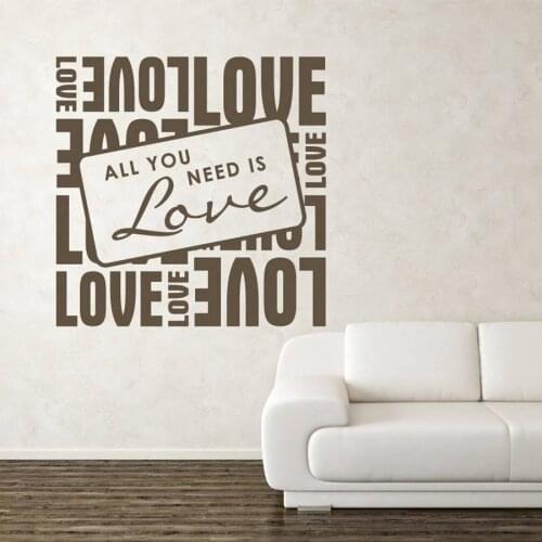 Perfect Quality Vinyl Wall Decals Quotes Square All You Need Is Love Wall Sticker Home Decor Living Room Sofa Background ZA717