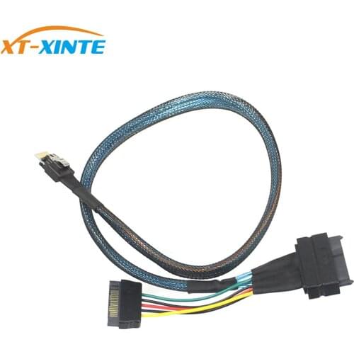 XT-XINTE 0.5m U.2 U2 SFF-8639 for NVME PCIe SSD Adapter Cable for Mainboard SFF-8654 Slim SAS to SFF-8639 U.2 PCIE