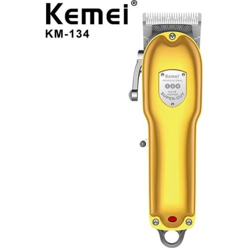 Kemei KM-134 metal hair trimmer barber shop professional rechargeable hair clipper adjustable Carbon steel blade haircut machine