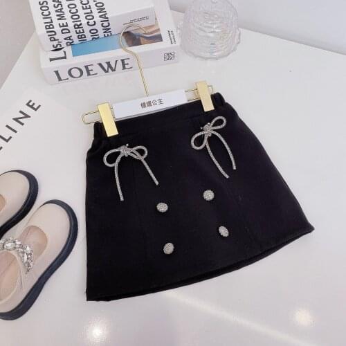 2021 Korea style girls bow skirt autumn cotton fashion girls skirts kids clothes 4-9 years d