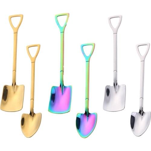 Coffee Spoon Set Stainless Steel Shovel Tea Coffee Stirrer Scoop Creative Dessert Cake Ice Cream Spoon Home Kitchen Gadgets 2021