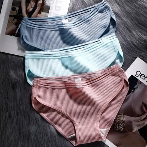 Women cotton panties sexy underpants seamless briefs set fashion hollow-out womens underwear lingerie dropshipping 3 pcs/lot