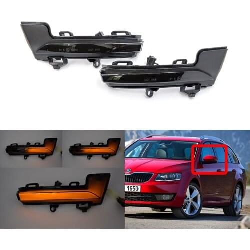 Smoked Sequential Amber Led Dynamic Side Mirror Blinker Lights For Skoda Octavia III Combi 5E5 Hatchback 5E3 NL3 NR3 2012-2020