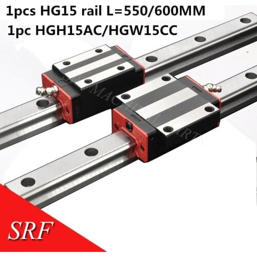 Linear motion rail 1pc HGH15 550 600mm Heavy Linear Rail Slide Block 1pc HGH15CA HGW15CC