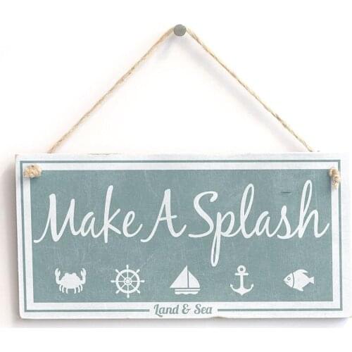 Meijiafei 'Make A Splash (Land & Sea)' - Nautical Sign - Shabby Chic Gift Sign Plaque 10" X 5"