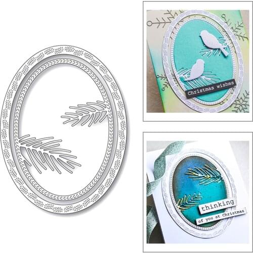 2020 New Oval Frame Edge Embossing Leaves Metal Cutting Dies For DIY Background Greeting Card Paper Scrapbooking Making No Stamp