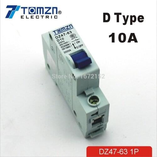 1P 10A D type 240V/415V 50HZ/60HZ Mini Circuit breaker MCB C45