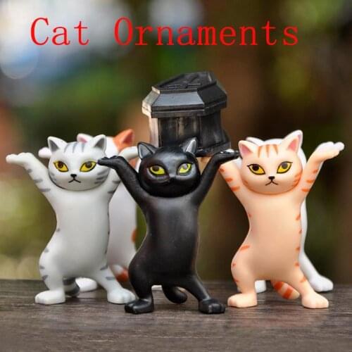 1Pcs Cute Mini Animal Miniatures Cat Coffin Dance Figures Toy Creative Handicraft Ornaments Home Decoration Crafts Figurines