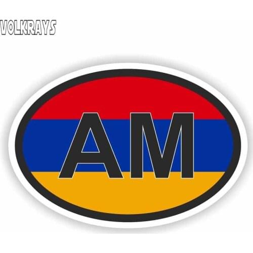 Volkrays Fashion Car Sticker Armenia AM Country Code Motorcycle Accessories Reflective Waterproof Sunscreen Vinyl Decal,7cm*12cm