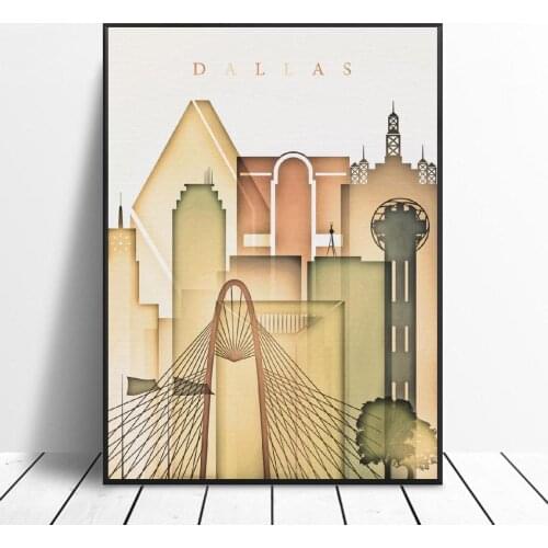 Dallas Texas Skyline Canvas Print Wall Art Poster Picture Modern Bedroom Living Room Decoration No Frame