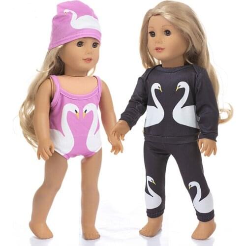 New purple black swan Sling vest Clothes pants for 18 Inch American girl Doll Accessory set gift