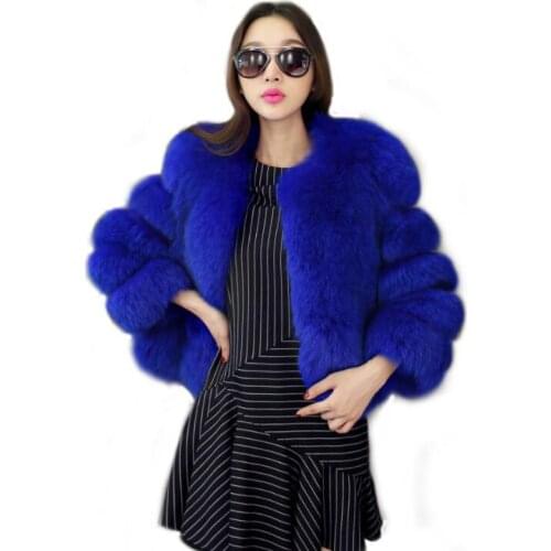 Autumn short faux fur leather jacket womens warm blue fur leather coat women loose jackets winter thicken fashion B525