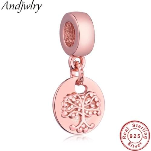 Fit Original Pandora Charms Bracelet 925 Sterling Sliver Charms Rose Gold Family Tree Dangle Charm Pendant DIY Jewelry Berloque